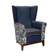 Linwood High Back Wing Chair with Show Wood Base - Sheme A 