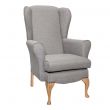 Dunbridge High Back Queen Anne Chair in Alba Steel Soft Feel with Cream Vinyl Piping