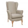 Dunbridge High Back Queen Anne Chair in Alba Wheat Soft Feel with Cream Vinyl Piping