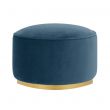 Drum Pouf with Decorative Metal Ring