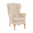 Dunbridge High Back Queen Anne Chair in Edison Cream with Cream Vinyl Piping