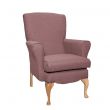 Dunbridge Medium Back Queen Anne Chair in Alba Blush Soft Feel with Cream Vinyl Piping