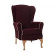 Dunbridge High Back Queen Anne Chair in Darcy Berry Soft Feel with Cream Vinyl Piping