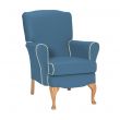 Dunbridge Medium Back Queen Anne Chair in Zest Royal Vinyl with Cream Vinyl Piping