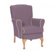 Dunbridge Medium Back Queen Anne Chair in Zest Lilac Vinyl with Cream Vinyl Piping