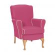 Dunbridge Medium Back Queen Anne Chair in Zest Fuchsia Vinyl with Cream Vinyl Piping