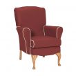 Dunbridge Medium Back Queen Anne Chair in Zest Cherry Vinyl with Cream Vinyl Piping