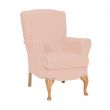 Dunbridge Medium Back Queen Anne Chair in Zest Pale Pink Vinyl with Cream Vinyl Piping
