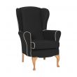 Dunbridge High Back Queen Anne Chair in Zest Black Vinyl with Cream Vinyl Piping