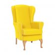 Dunbridge High Back Queen Anne Chair in Zest Lemon Vinyl with Cream Vinyl Piping