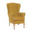 Dunbridge High Back Queen Anne Chair in Zest Mustard Vinyl with Cream Vinyl Piping