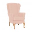 Dunbridge High Back Queen Anne Chair in Zest Pale Pink Vinyl with Cream Vinyl Piping