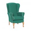 Dunbridge High Back Queen Anne Chair in Zest Jade Vinyl with Cream Vinyl Piping