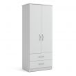 Eaton 2 Door 2 Drawer Wardrobe in White Ash