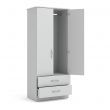 Eaton 2 Door 2 Drawer Wardrobe in White Ash