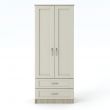 Loxton 2 Door 2 Drawer Wardrobe in Grey Oak with Cream Fronts