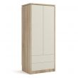 Lynham 2 Door 2 Drawer Wardrobe in Sonoma Oak with Cream Fronts