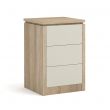 Lynham 3 Drawer Bedside in Sonoma Oak with Cream Fronts