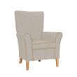 Cranborne High Back Armchair in Tones Pebble with Piping and Buttons in Tones Gold