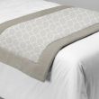 Long Bed Runner in Kibale Platinum with Border and Back in Elegance Putty