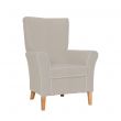 Cranborne High Back Armchair in Tones Pebble with Piping and Buttons in Tones Silver