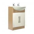Somerset 2 Door Vanity Unit in Lissa Oak with Cream Fronts