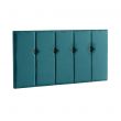 Fluted Headboard - Libra Teal with Buttons in Saddle Tan