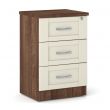 Loxton 3 Drawer Bedside Table in Walnut with Cream Fronts 