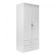 Winscombe 2 Door 2 Drawer Wardrobe in White Ash