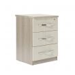 Winscombe 3 Drawer Bedside Table in Grey Oak with Cream Fronts