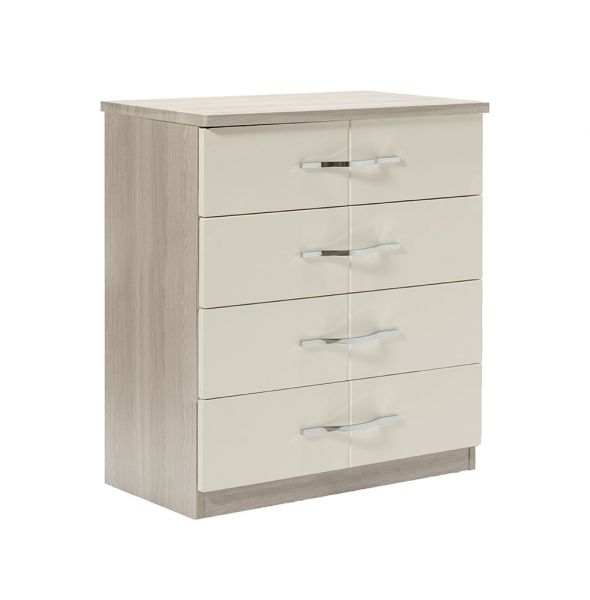 Winscombe 4 Drawer Chest in Grey Oak with Cream Fronts
