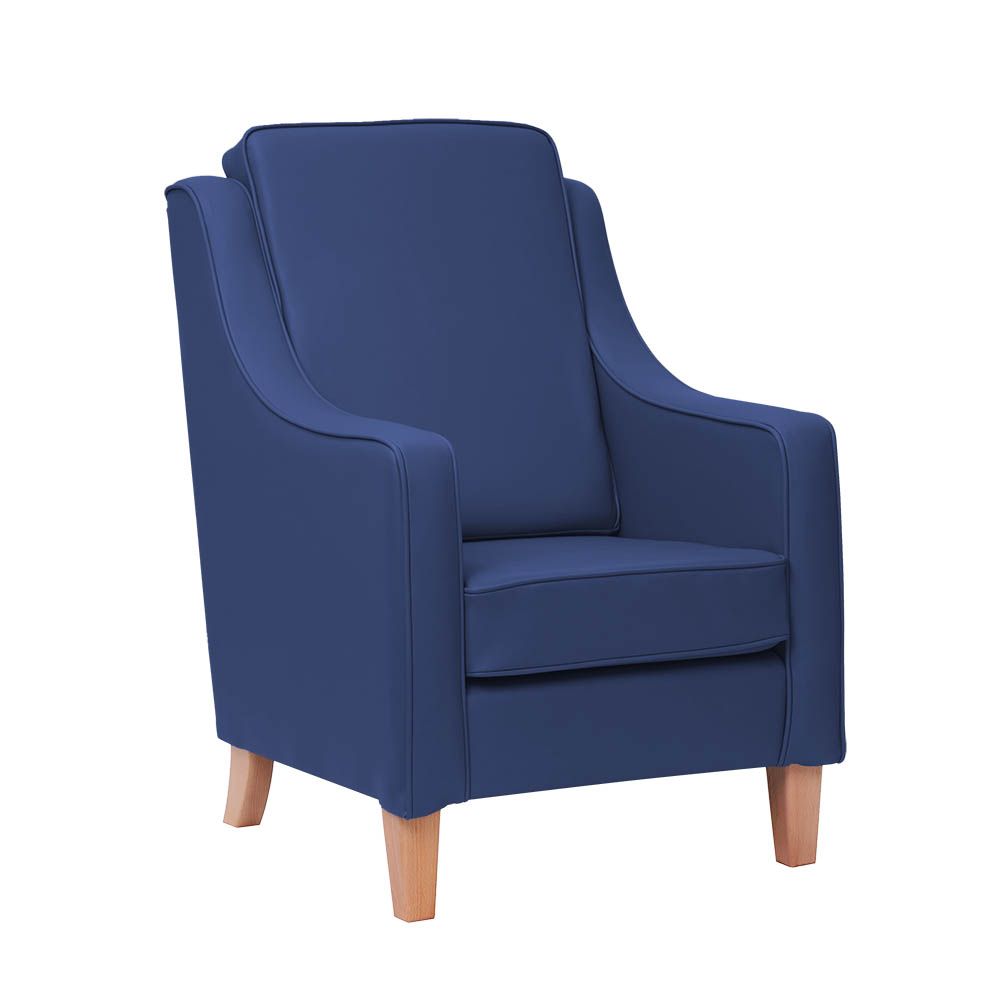 Burley High Cushion Back Armchair in Zest Cobalt Vinyl Edison Day
