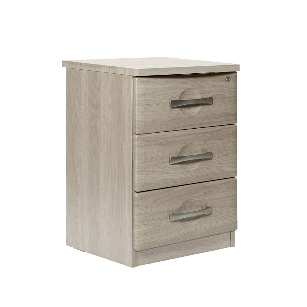 Somerset 3 Drawer Bedside Table in Grey Oak