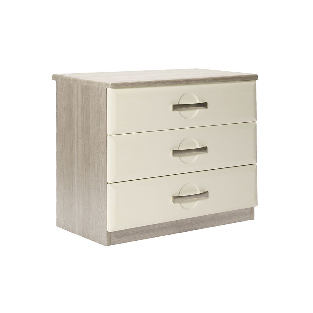 Somerset 3 Drawer Chest in Grey Oak with Cream Fronts Edison Day