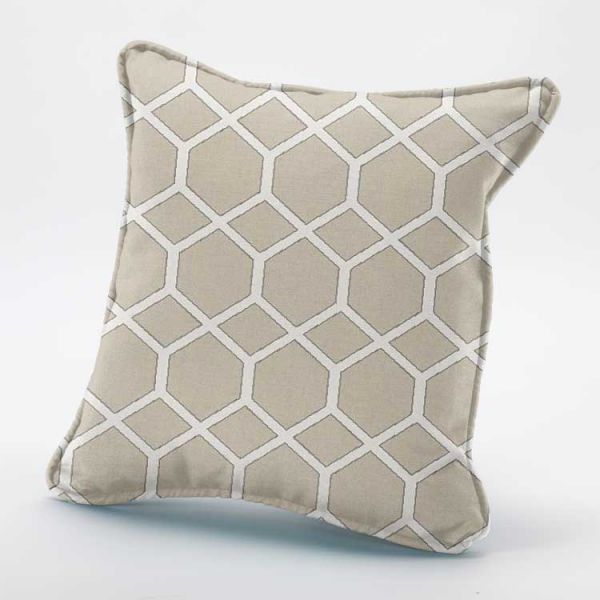 20" Scatter Cushion in Kibale Flax with Piping in Elegance Dusk Taupe