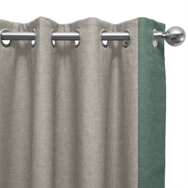 Everett Biscuit Curtains with Tundra Ocean Leading Edge 