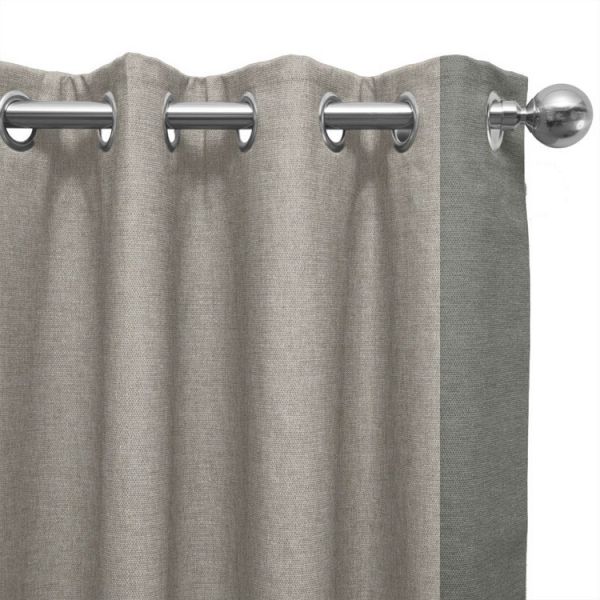 Everett Biscuit Curtains with Tundra Ash Leading Edge