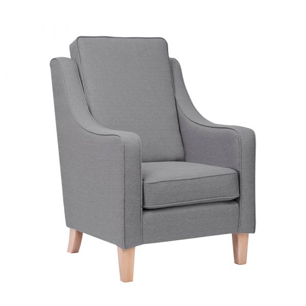 Burley High Cushion Back Armchair in Alba Pewter