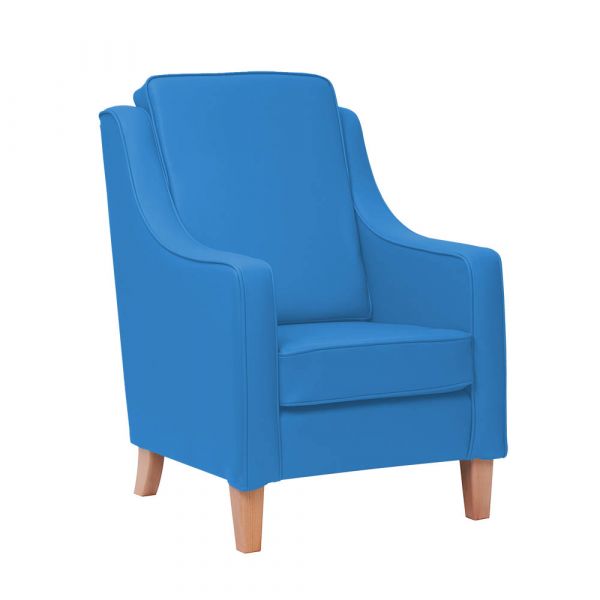Burley High Cushion Back Armchair in Zest Electric Blue Vinyl