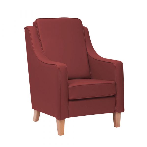 Burley High Cushion Back Armchair in Zest Cherry Vinyl