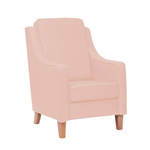 Burley High Cushion Back Armchair in Zest Pale Pink Vinyl