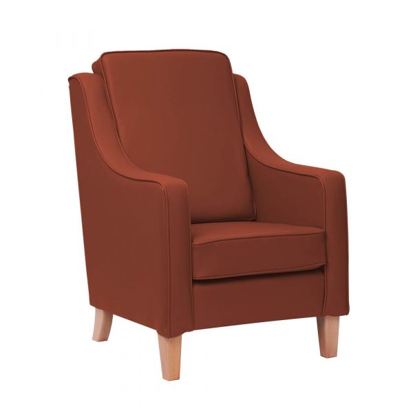 Burley High Cushion Back Armchair in Zest Terracotta Vinyl