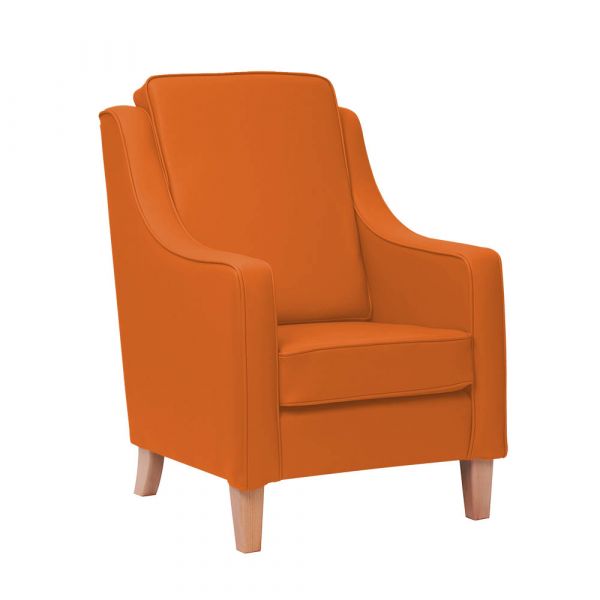 Burley High Cushion Back Armchair in Zest Tangerine Vinyl