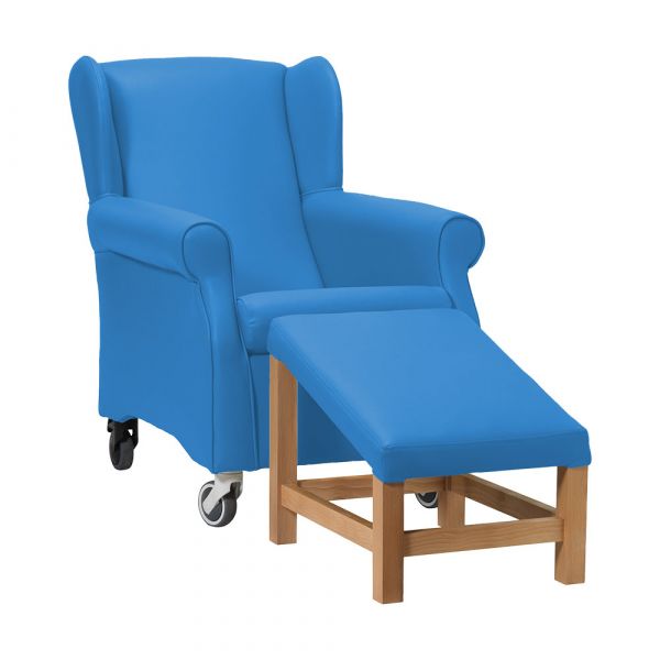 Coombe Day Care Chair in Zest Electric Blue Vinyl