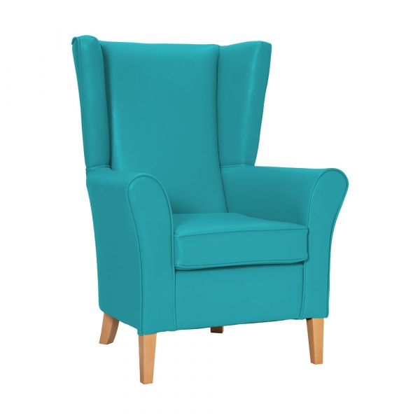 Cranborne High Back Chair in Zest Turquoise Vinyl