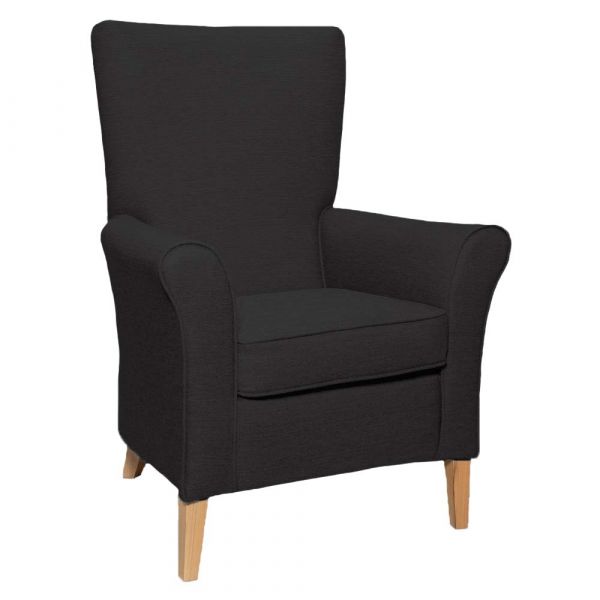Cranborne High Back Non Wing Chair in Alba Noir