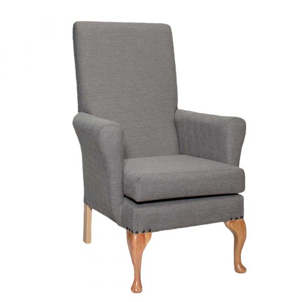 Leckford High Back Non Wing Chair in Alba Pewter