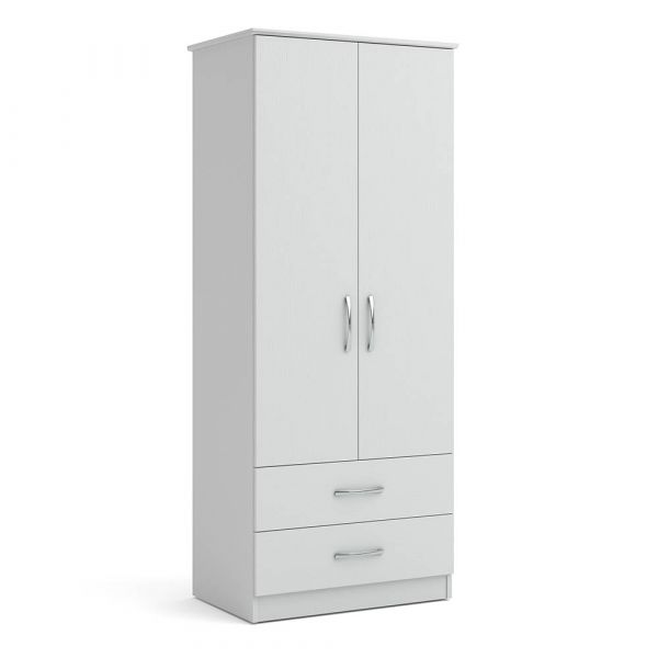 Eaton 2 Door 2 Drawer Wardrobe in White Ash