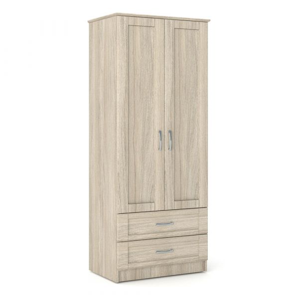 Loxton 2 Door 2 Drawer Wardrobe in Grey Oak