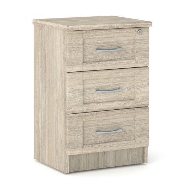 Loxton 3 Drawer Bedside Table in Grey Oak